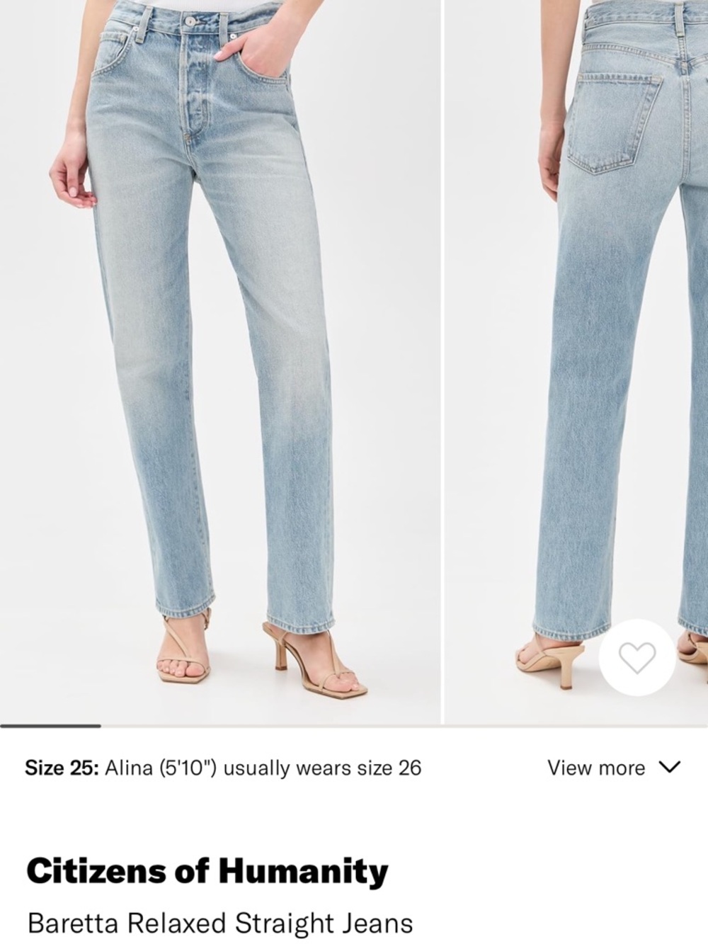 NWT Citizens of Humanity Baretta Relaxed Straight Jeans Size 29